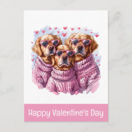 Cartão Postal Feliz Dia dos Namorados Cachorros Retriever Dourad