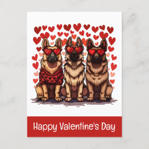 Cartão Postal Feliz dia dos namorados - Cães German shepherd