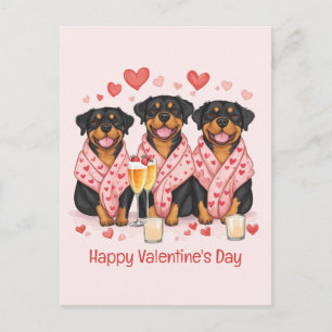 Cartão Postal Feliz Dia dos Namorados Cães Rottweiler