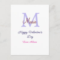 Feliz dia dos namorados em pastel roxo monograma r