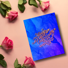 Cartão Postal Feliz Dia dos Namorados letra coração azul