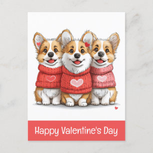 Cartão Postal Feliz Dia dos Namorados Pembroke Galsh Corgi Cães