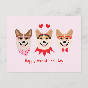 Cartão Postal Feliz Dia dos Namorados Pembroke Galsh Corgi Cães