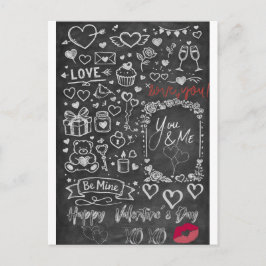 Cartão Postal Feliz Dia dos Namorados - Quadro de giz do amor