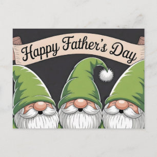 Cartão Postal "Feliz Dia dos Pais" Trio de Gnomos Verdes