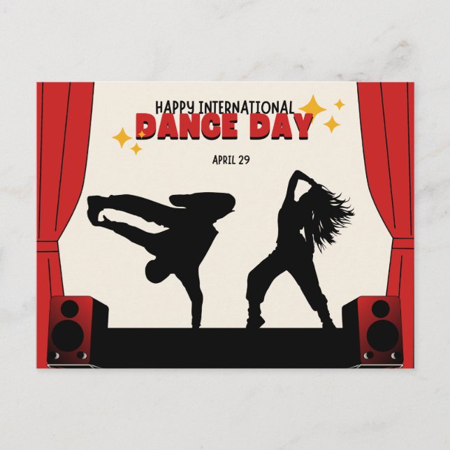 Cartão Postal Feliz Dia Internacional da Dança | Dia Mundial da  (Frente)