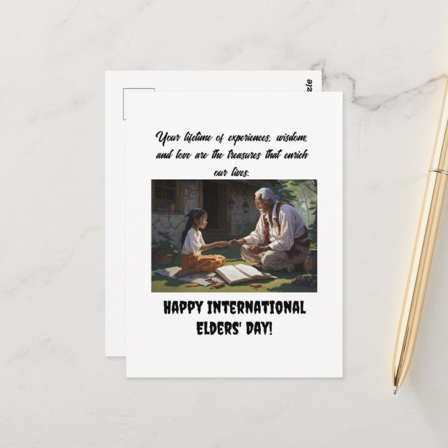 Cartão Postal feliz dia internacional dos anciãos (Frente/Verso In Situ)