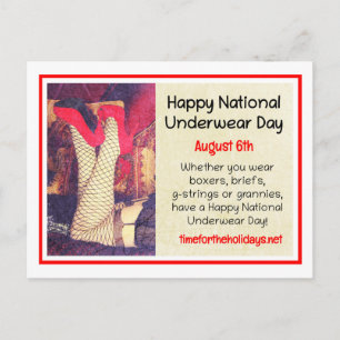 Cartão Postal Feliz Dia Nacional da Cueca, 6 de agosto