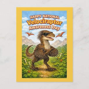 Cartão Postal Feliz Dia Nacional de Conscientização do Velocirap