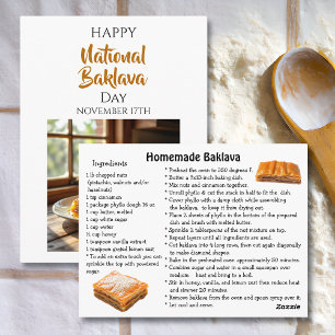 Cartão Postal Feliz Dia Nacional do Baklava 17 de Novembro