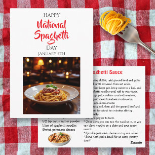 Cartão Postal Feliz Dia Nacional do Espaguete 4 de Janeiro