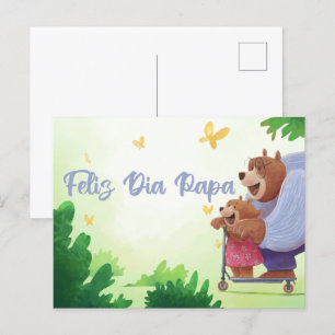 Cartão Postal Feliz Dia Papai - Dia dos Pais em Espanhol