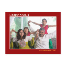 Feliz Diwali Linda Foto da Família Feriado Vermelh
