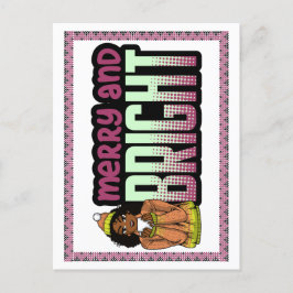 Cartão Postal Feliz e Bright Black Girl Melanin Sista Natal