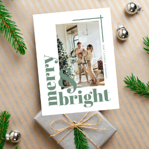 Cartão Postal Feliz e Bright Simples Foto Sage Natal Verde