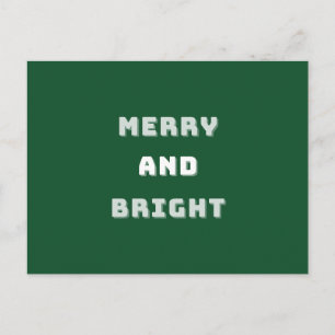 Cartão Postal Feliz e Brilho, Arte de Natal Verde, Férias