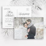 Cartão Postal Feliz e casado com recém-Weds Primeira Foto de Nat<br><div class="desc">Uma letra elegante e romântica de caligrafia suave com uma fotografia. Para uma personalização mais avançada deste design,  clique no BOTÃO FERRAMENTA DESIGN AZUL acima!</div>