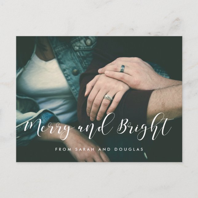 Cartão Postal Feliz e foto de feriado Elegante brilhante (Frente)