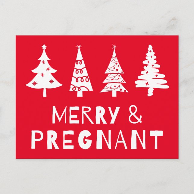 Cartão Postal Feliz e grávida no Natal (Frente)
