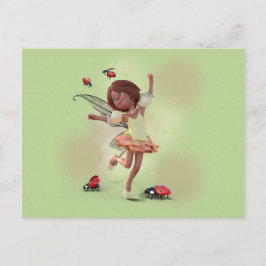 Cartão Postal Feliz Elf E Ladybug
