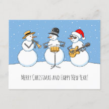 Feliz Feliz ano novo de Natal Snowman Jazzband
