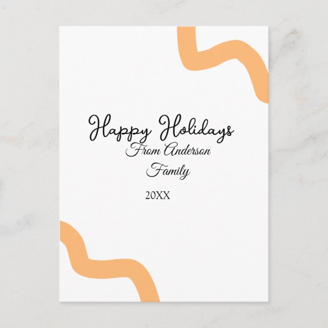 Cartão Postal Feliz feriado nome laranja negro data ano espiral (Frente)