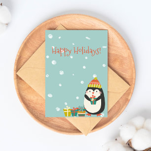 Cartão Postal Feliz Férias! Pinguim Cujo   Natal
