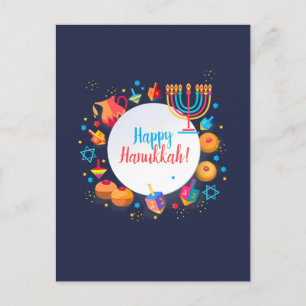 Cartão Postal Feliz Festival de Hanukkah Menorá Decoração Festiv