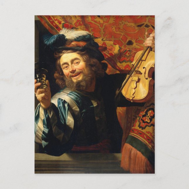 Cartão Postal Feliz Fiddler - Vintage Motive - Honthorst (Frente)