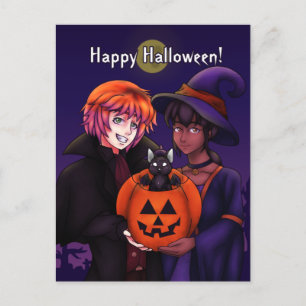 Cartão Postal Feliz Figurino de Halloween