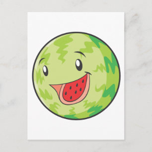 Cartão Postal Feliz Fruta de melancia sorrindo