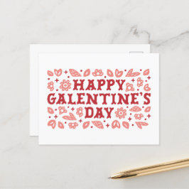 Cartão Postal Feliz Galentines Day floral cowgirl estética