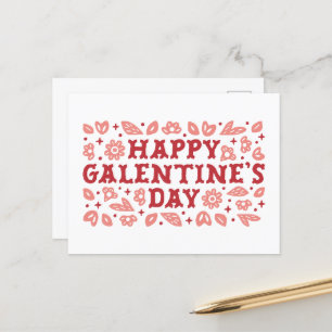 Cartão Postal Feliz Galentines Day floral cowgirl estética