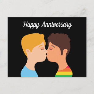 Cartão Postal Feliz Gay de aniversário Casal Homens Românticos L