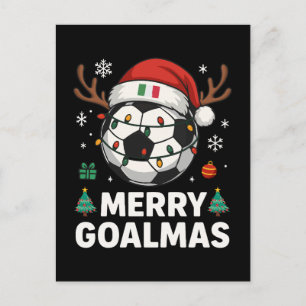Cartão Postal Feliz Goalmas Itália - Natal de Futebol Divertido