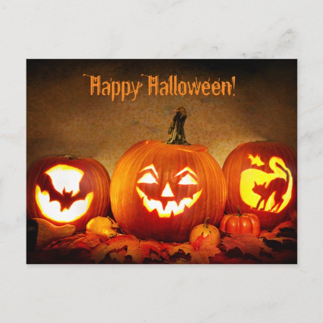 Cartão Postal Feliz Halloween Abóbora (Frente)
