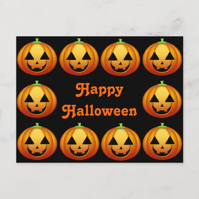 Cartão Postal Feliz Halloween Abóbora (Frente)