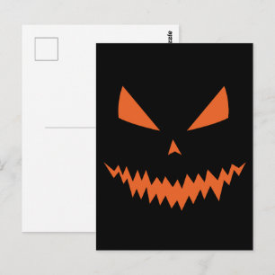Cartão Postal Feliz Halloween Abóbora Jack O'Lantern assustadora