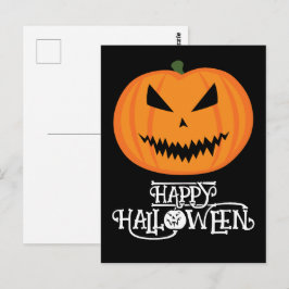 Cartão Postal Feliz Halloween Abóbora Jack O'Lantern assustadora