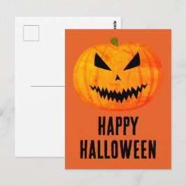 Cartão Postal Feliz Halloween Abóbora Jack O'Lantern assustadora