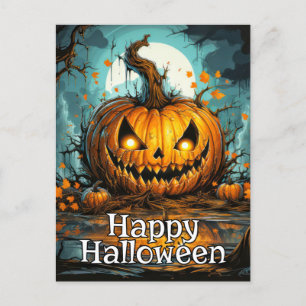 Cartão Postal Feliz Halloween   Abóbora Nefasta Depois da Meia-N