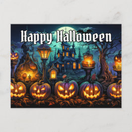 Cartão Postal Feliz Halloween | Abóboras Sinistras e Sombrias