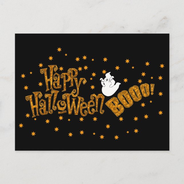Cartão Postal Feliz Halloween assombração (Frente)