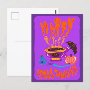 Cartão Postal Feliz Halloween Cat Lover taça de café