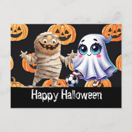 Cartão Postal Feliz Halloween com bolas