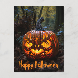 Cartão Postal Feliz Halloween Creepy Jack o Lantern Pumpkins