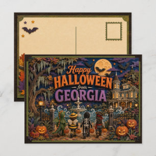 Cartão Postal Feliz Halloween da Geórgia Kids