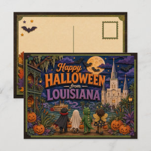 Cartão Postal Feliz Halloween da Louisiana Kids