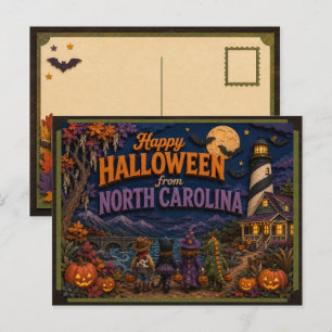 Cartão Postal Feliz Halloween das Crianças da Carolina do Norte