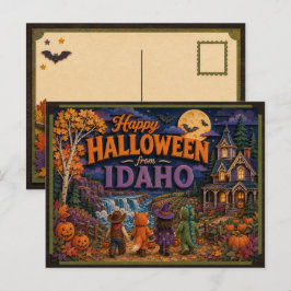 Cartão Postal Feliz Halloween das Crianças de Idaho